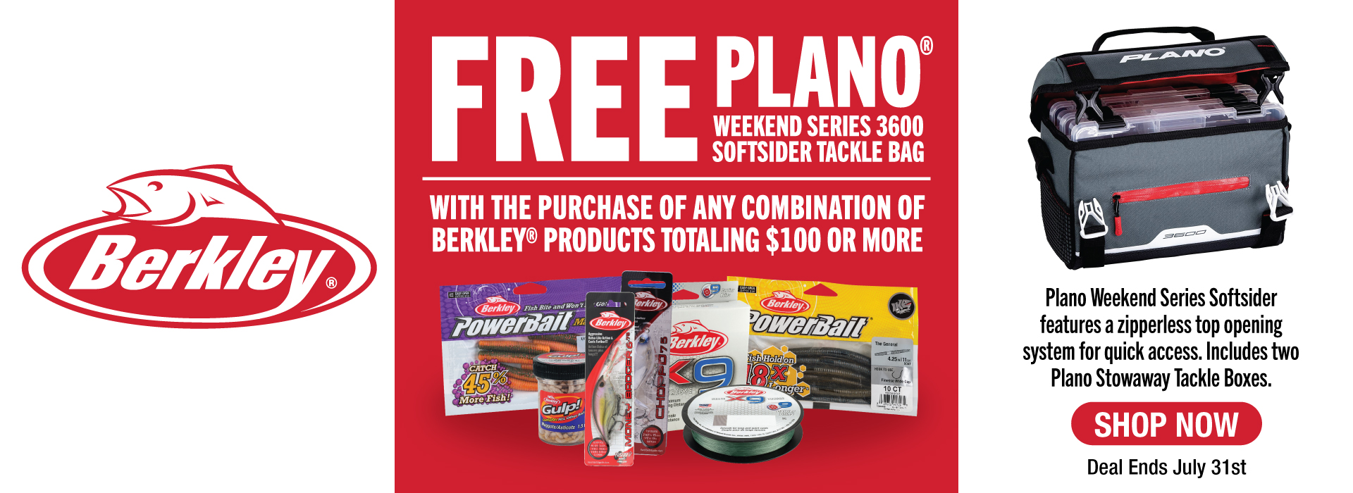Spend $100 on Berkley, Get a Free Plano Weekender Series Bag